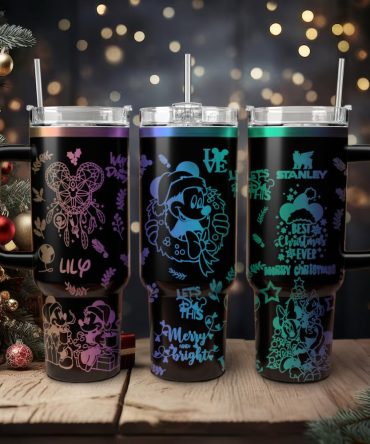Mickey And Minnie Mouse Cartoon Christmas Custom Stanley Cup 40 Oz Tumbler With Handle