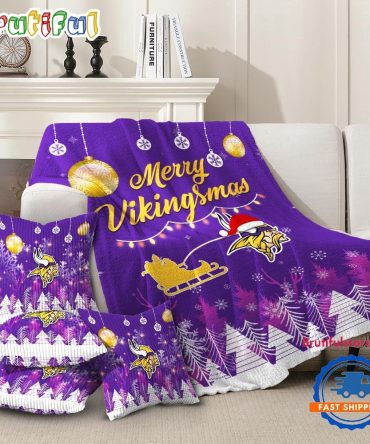 Minnesota Vikings 2025 Nfl Christmas Fleece Blanket, Football Limited Edition Blanket
