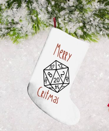 D20 Dice 'Merry Critmas' Christmas Stocking - Perfect Gift For Rpg Fans