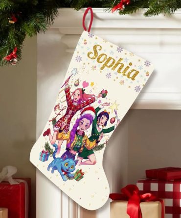 Personalized Christmas Stocking With Cute Anime Design - Add Name For Holiday Cheer!