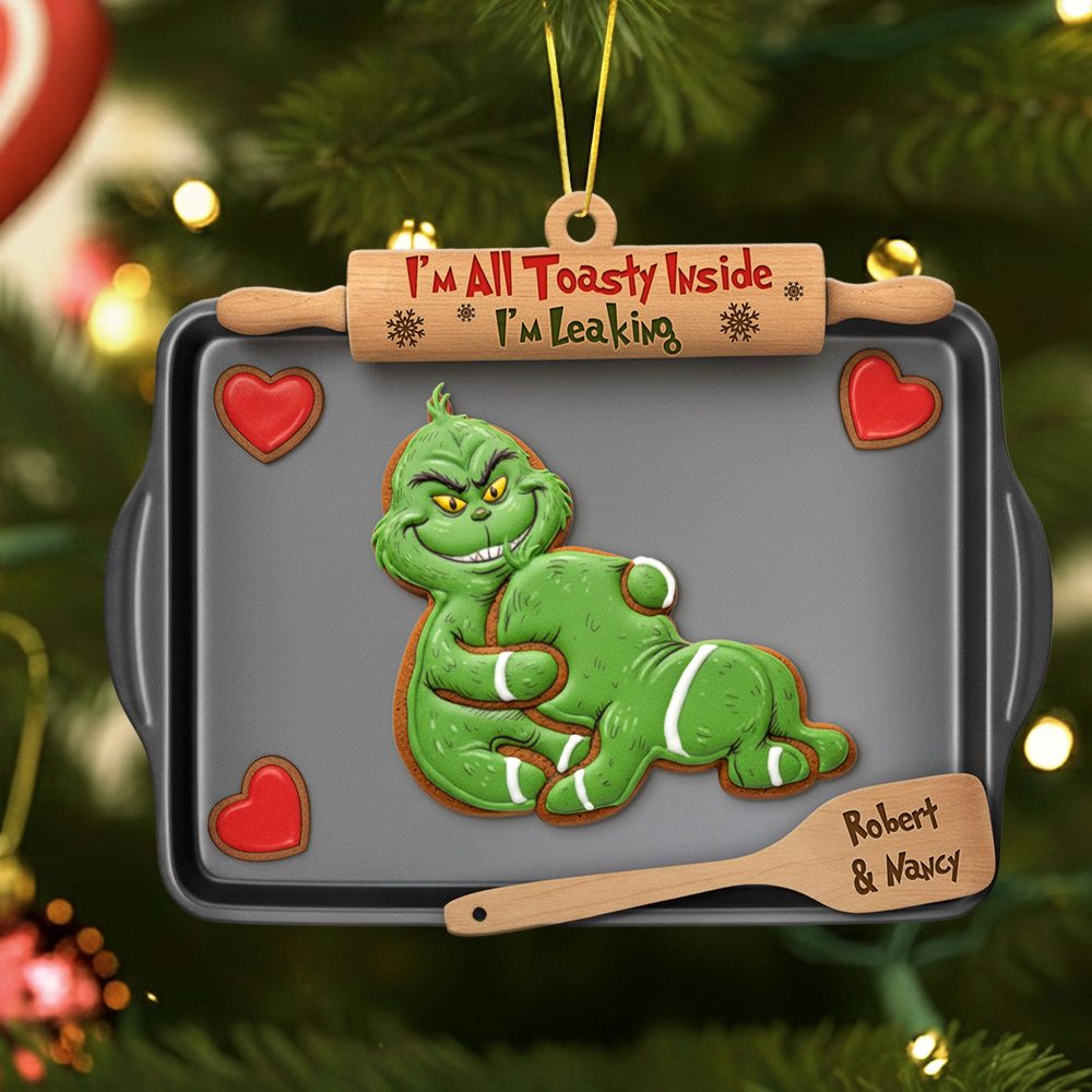 Mischievous Green Gingerbread Couple Ornament, Personalized Gifts For Couple 02Qhti180925