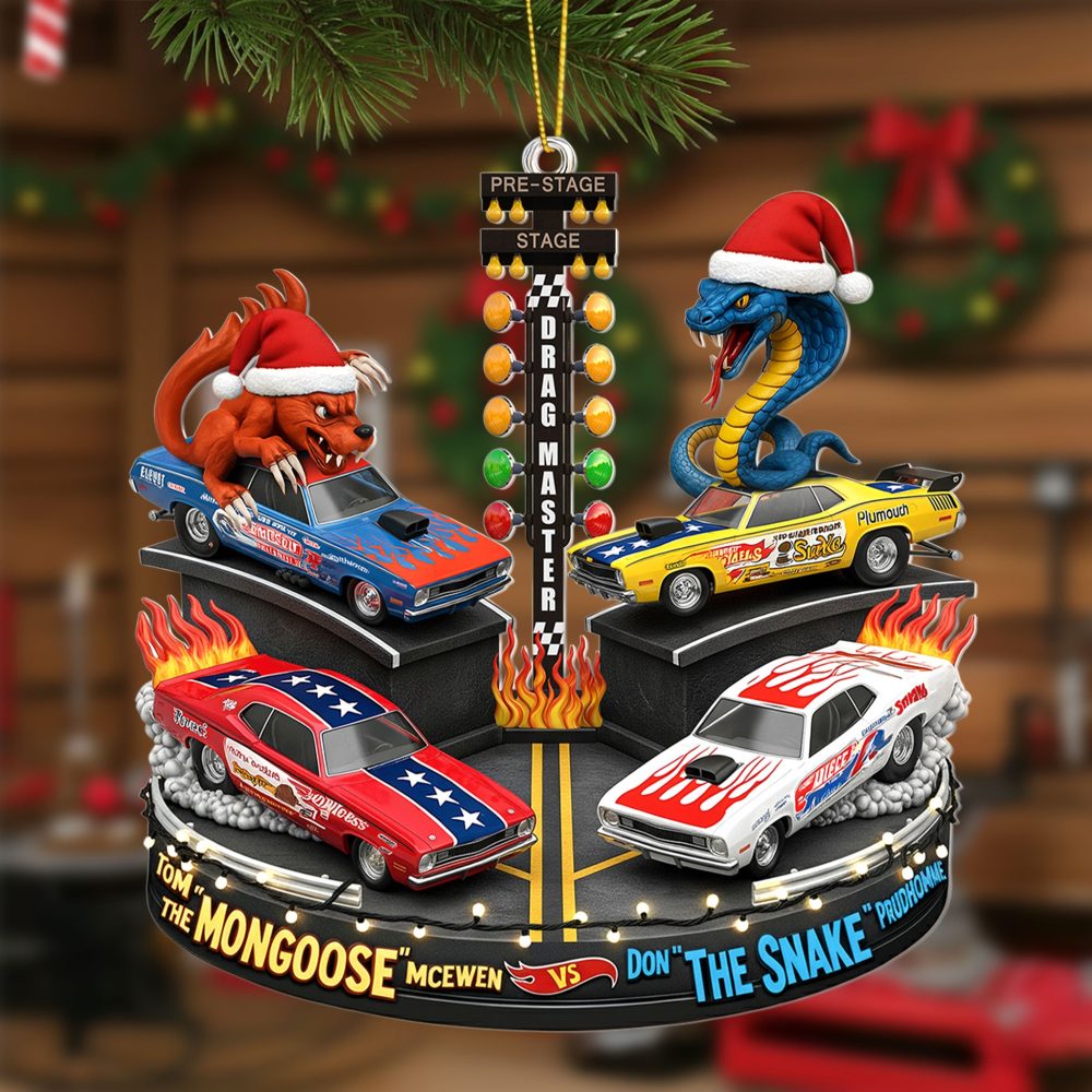 Festive Rivalry Christmas Ornament, Personalized Gifts For Drag Racing Lovers 05Qhti150925