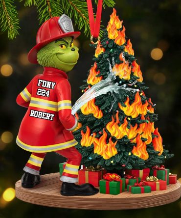 Funny Green Firefighter Ornament - Personalized Gifts For Firefighter 05Huti071025