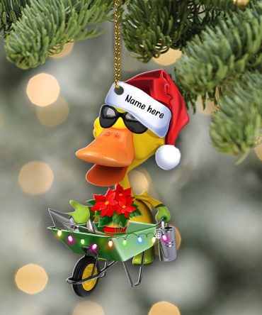 Gardening Duck  - Personalized Christmas Ornament- Christmas Gift For Gardeners