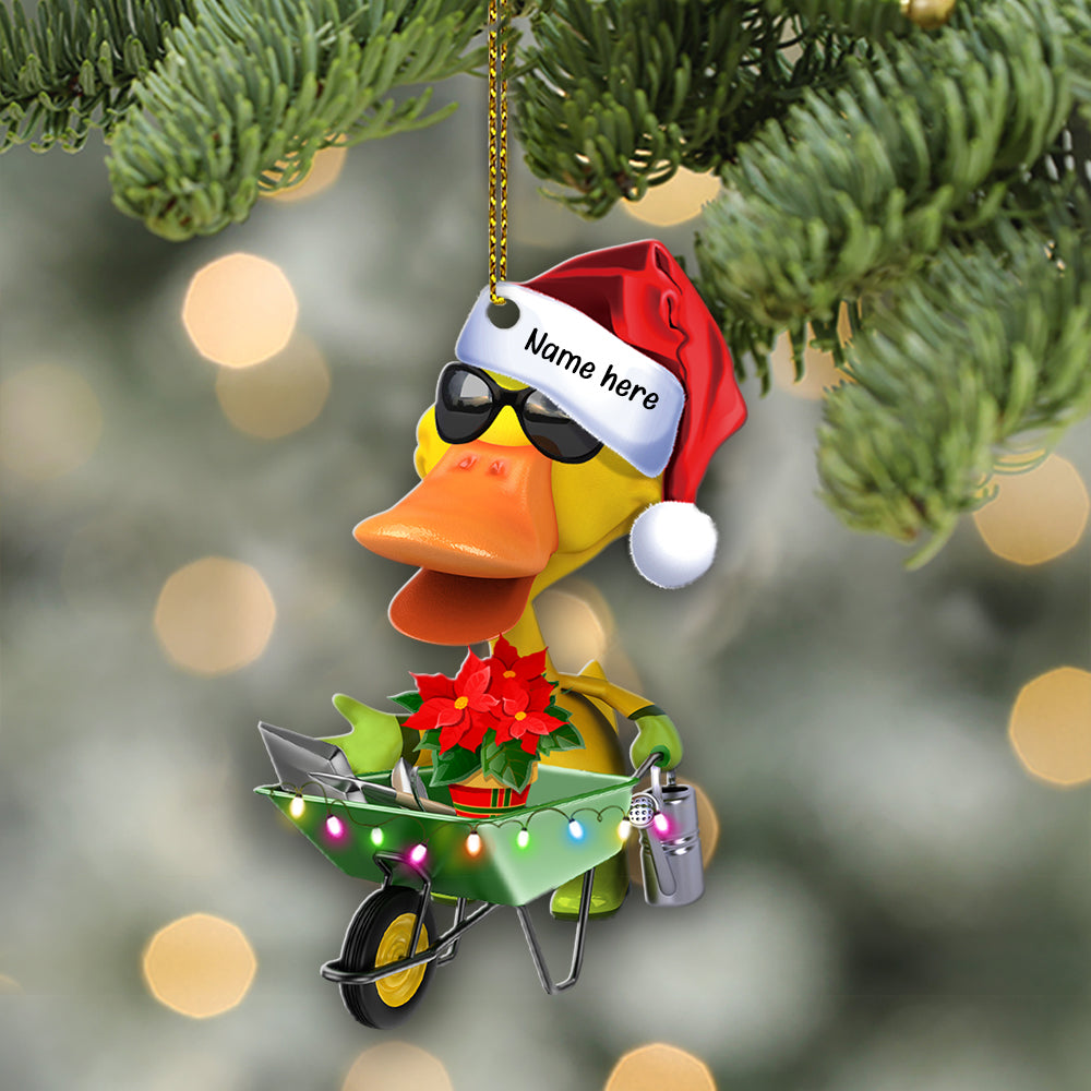 Gardening Duck - Personalized Christmas Ornament- Christmas Gift For Gardeners