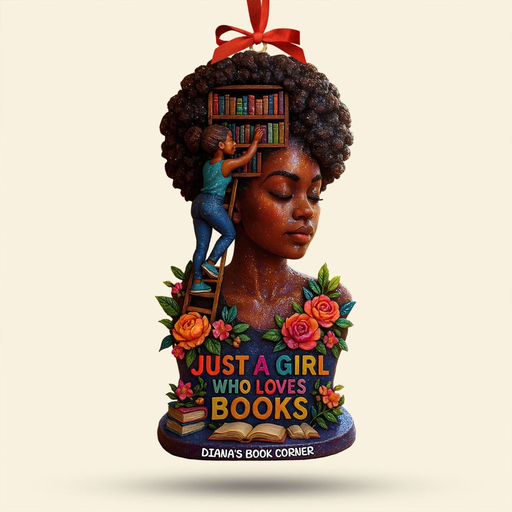 Book Girl Ornament - Personalized Gifts For Book Lovers 04Huti190925 - Image 3