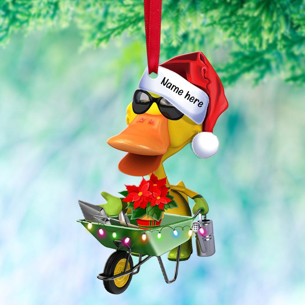 Gardening Duck - Personalized Christmas Ornament- Christmas Gift For Gardeners - Image 2