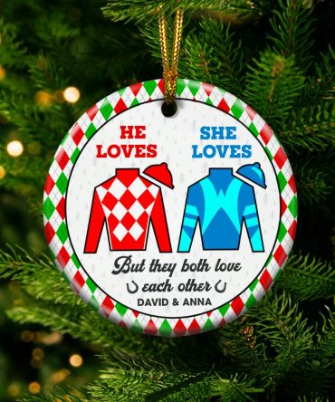 Personalized Gifts For Couple Ceramic Ornament 01Huti101023 Horse Racing Fans