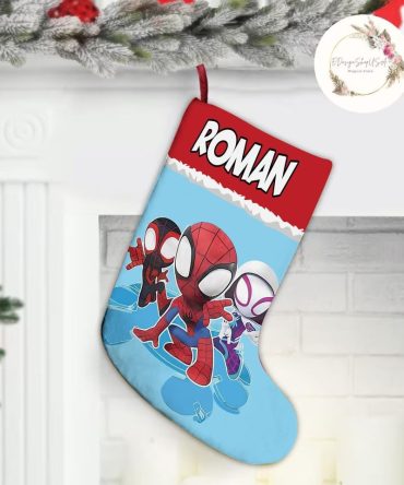 Personalized Spider Hero Christmas Stocking – Custom Kids Gift With Name