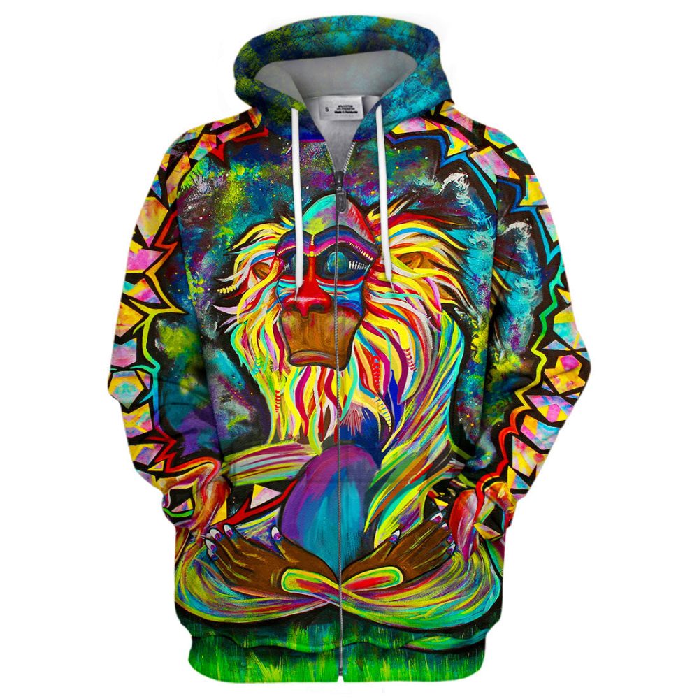 Lk T-Shirt Meditating Rafiki Hoodie Awesome Disney Hoodie - Image 2