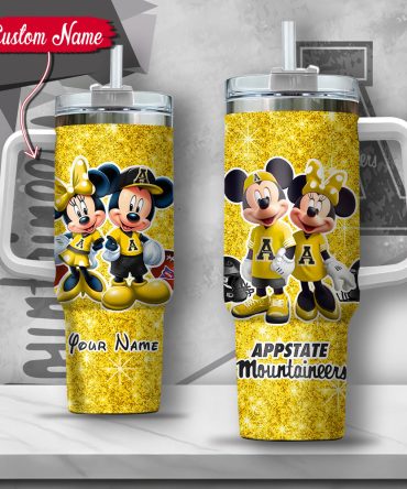Ncaa Appalachian State Mountaineers Mickey And Minnie Couple Custom Stanley Cup 40 Oz Tumbler With Handle