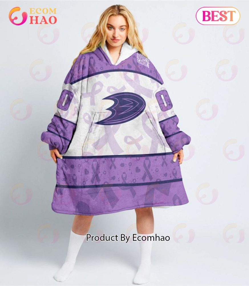 Nhl Anaheim Ducks Special Lavender - Fight Cancer Oodie Blanket Hoodie