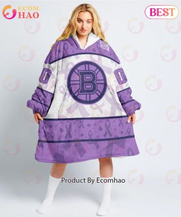 Nhl Boston Bruins Special Lavender - Fight Cancer Oodie Blanket Hoodie