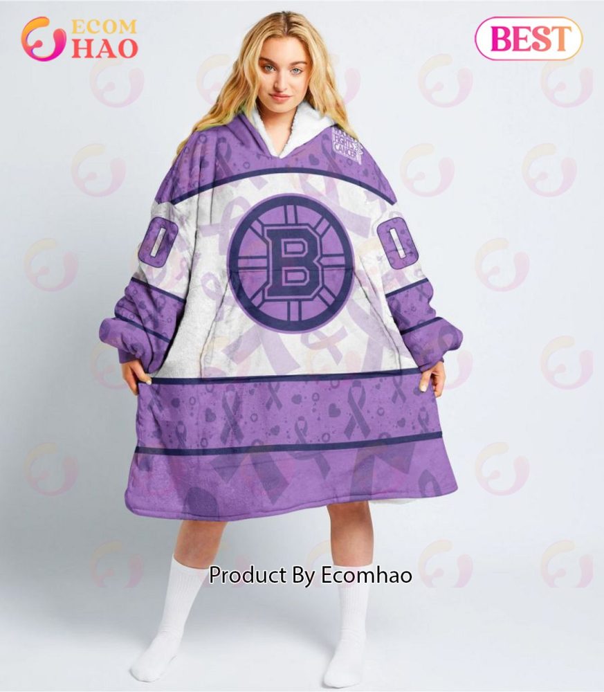 Nhl Boston Bruins Special Lavender - Fight Cancer Oodie Blanket Hoodie