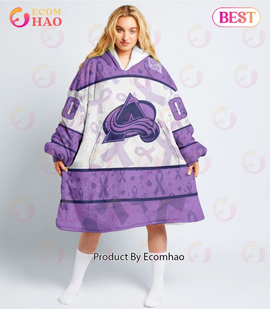Nhl Colorado Avalanche Special Lavender - Fight Cancer Oodie Blanket Hoodie
