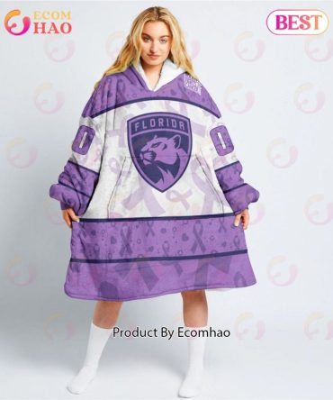 Nhl Florida Panthers Special Lavender - Fight Cancer Oodie Blanket Hoodie