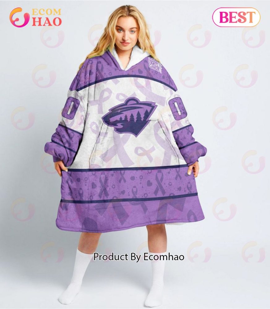 Nhl Minnesota Wild Special Lavender - Fight Cancer Oodie Blanket Hoodie