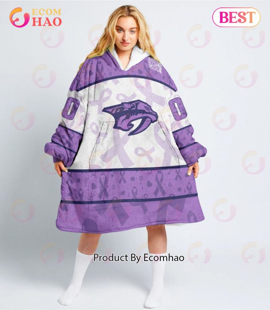Nhl Nashville Predators Special Lavender - Fight Cancer Oodie Blanket Hoodie