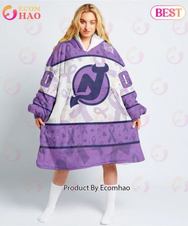 Nhl New Jersey Devils Special Lavender - Fight Cancer Oodie Blanket Hoodie