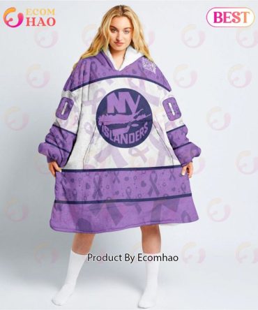 Nhl New York Islanders Special Lavender - Fight Cancer Oodie Blanket Hoodie