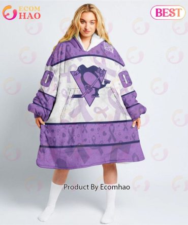 Nhl Pittsburgh Penguins Special Lavender - Fight Cancer Oodie Blanket Hoodie