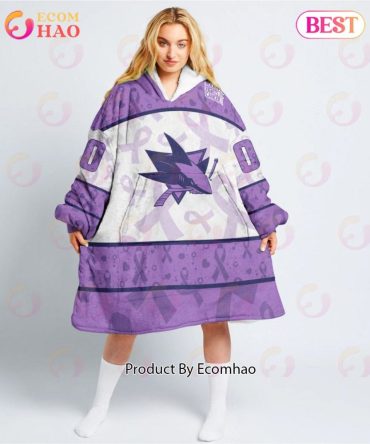 Nhl San Jose Sharks Special Lavender - Fight Cancer Oodie Blanket Hoodie