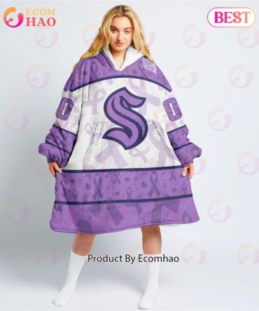 Nhl Seattle Kraken Special Lavender - Fight Cancer Oodie Blanket Hoodie
