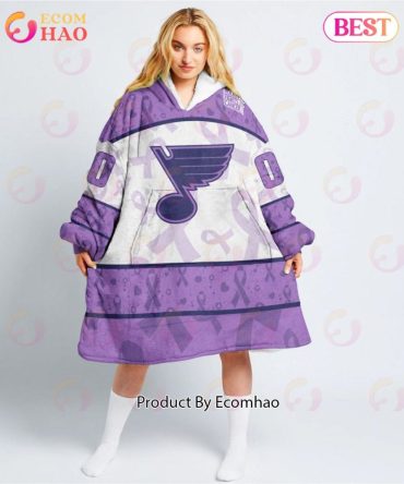 Nhl St. Louis Blues Special Lavender - Fight Cancer Oodie Blanket Hoodie