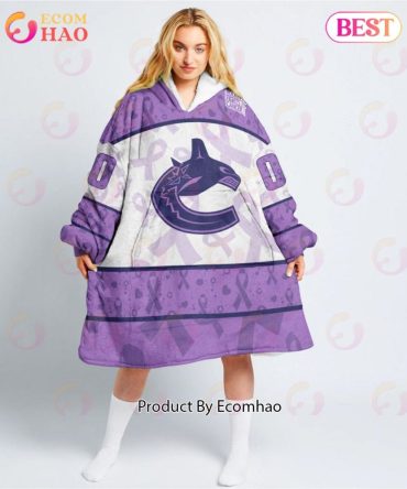 Nhl Vancouver Canucks Special Lavender - Fight Cancer Oodie Blanket Hoodie