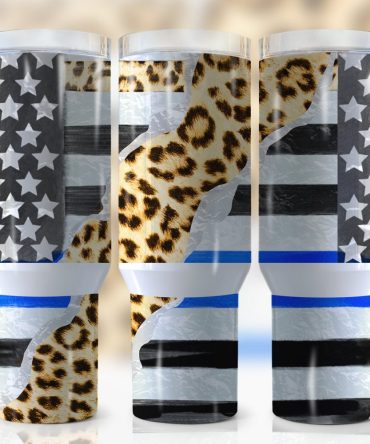 Patriotic Leopard Print Flag Custom Stanley Cup 40 Oz Tumbler With Handle