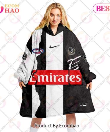 Personalized Afl Collingwood Magpies Mix V1 Jersey Oodie, Flanket, Blanket Hoodie, Snuggie