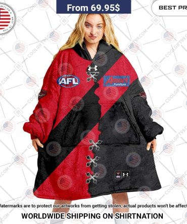 Best Custom Afl Essendon Bombers Jersey Blanket Hoodie