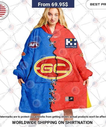 Best Custom Afl Gold Coast Suns Jersey Blanket Hoodie