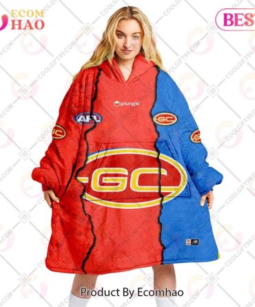 Personalized Afl Gold Coast Suns Mix V1 Jersey Oodie, Flanket, Blanket Hoodie, Snuggie