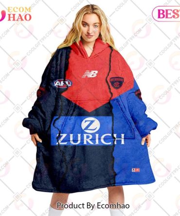 Personalized Afl Melbourne Demons Mix V1 Jersey Oodie, Flanket, Blanket Hoodie, Snuggie