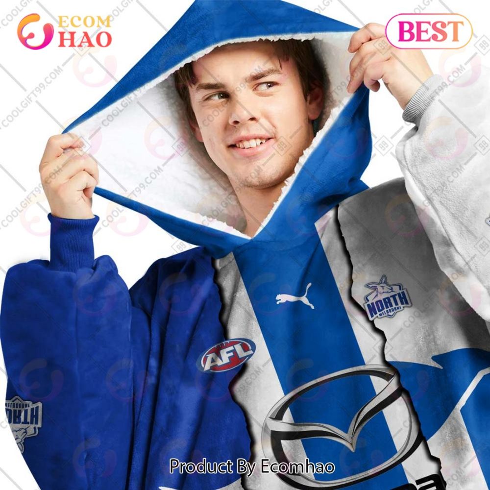 Personalized Afl North Melbourne Kangaroos Mix V1 Jersey Oodie, Flanket, Blanket Hoodie, Snuggie - Image 2
