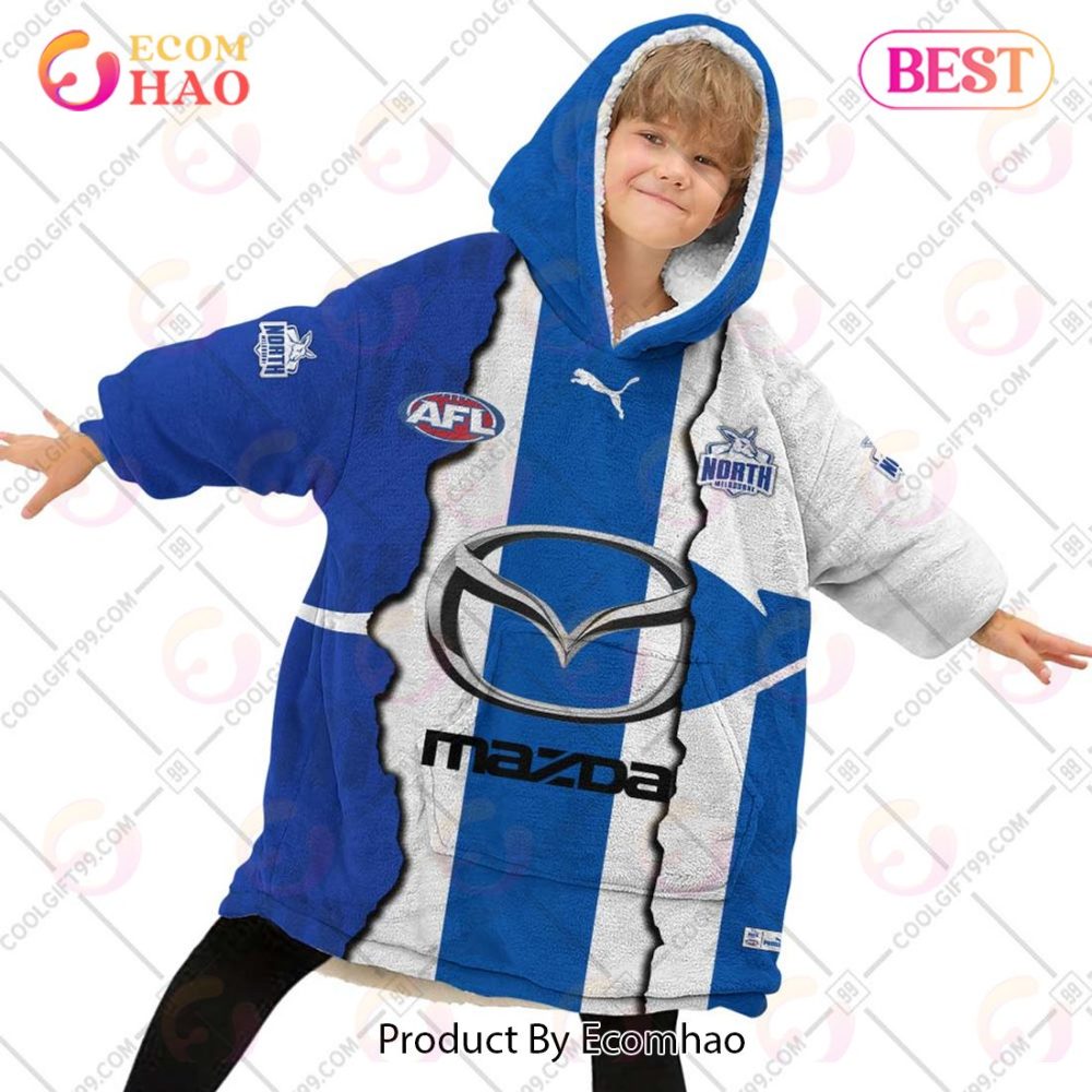 Personalized Afl North Melbourne Kangaroos Mix V1 Jersey Oodie, Flanket, Blanket Hoodie, Snuggie - Image 4
