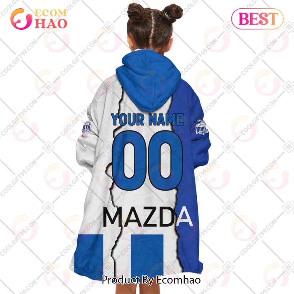 Personalized Afl North Melbourne Kangaroos Mix V1 Jersey Oodie, Flanket, Blanket Hoodie, Snuggie - Image 5