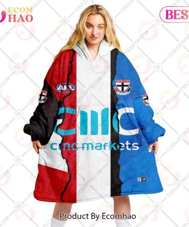 Personalized Afl St. Kilda Saints Mix V1 Jersey Oodie, Flanket, Blanket Hoodie, Snuggie