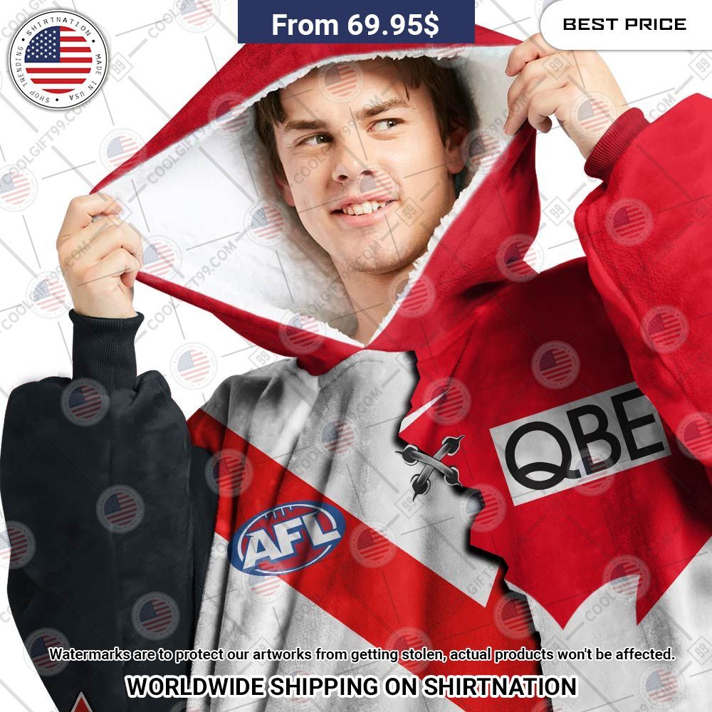 Best Custom Afl Sydney Swans Jersey Blanket Hoodie - Image 2