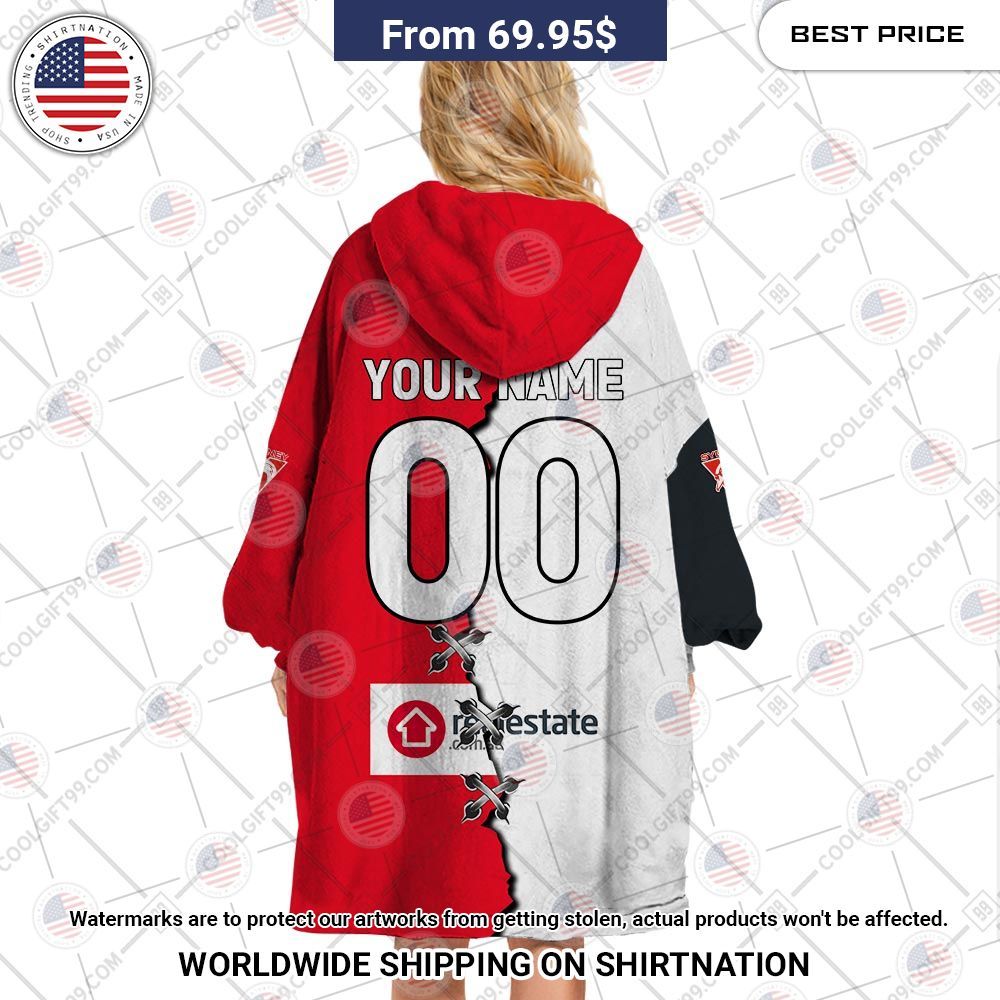 Best Custom Afl Sydney Swans Jersey Blanket Hoodie - Image 3