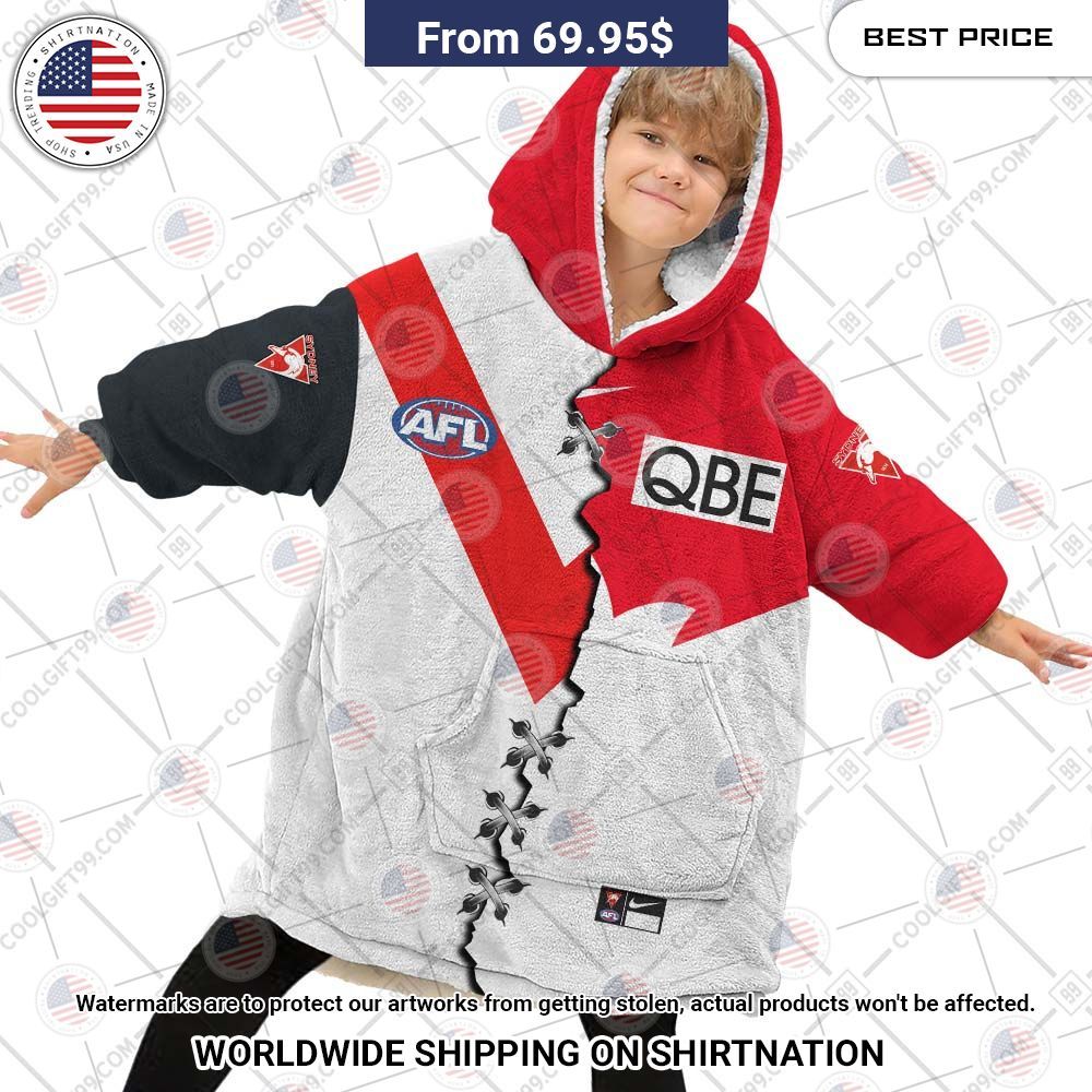 Best Custom Afl Sydney Swans Jersey Blanket Hoodie - Image 4