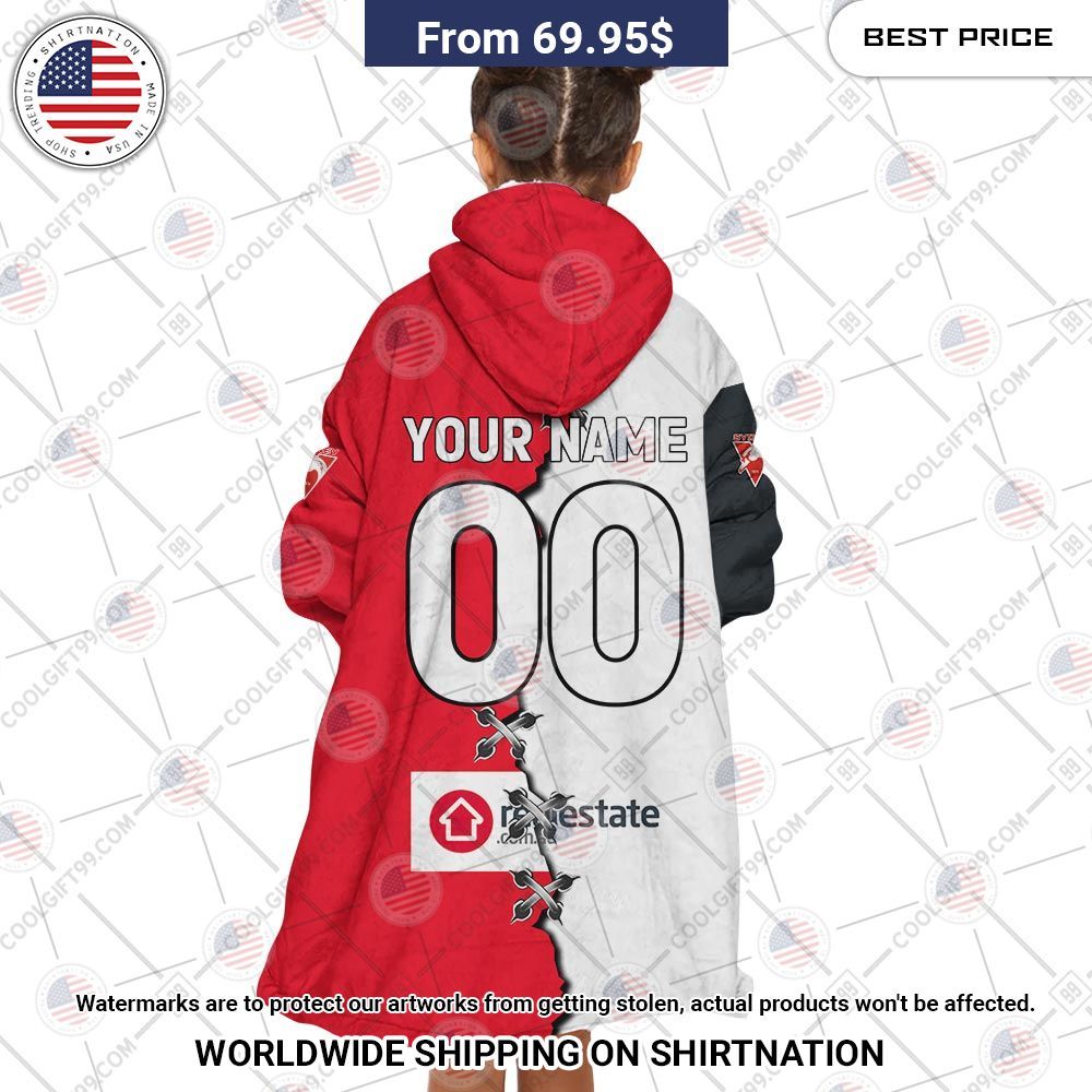 Best Custom Afl Sydney Swans Jersey Blanket Hoodie - Image 5