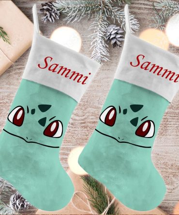 Custom Bulbasaur Christmas Stocking - Personalized Name Gift For Pokémon Fans