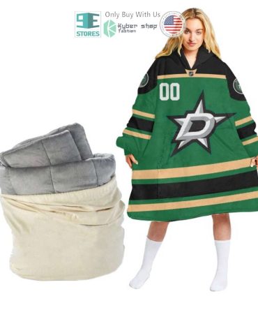 Best Personalized Dallas Stars Sherpa Striped Green Hooded Blanket