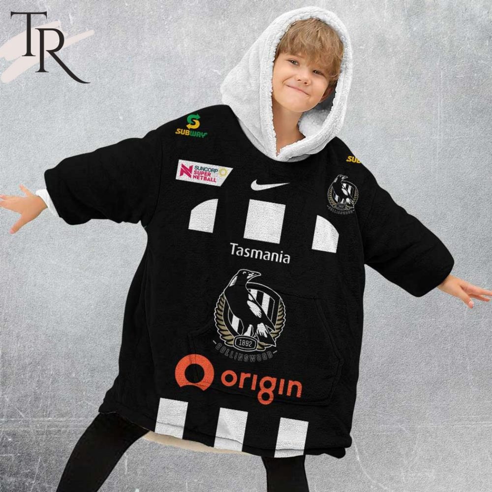 Personalized Netball Au Collingwood Magpies Oodie, Flanket, Blanket Hoodie, Snuggie - Image 4