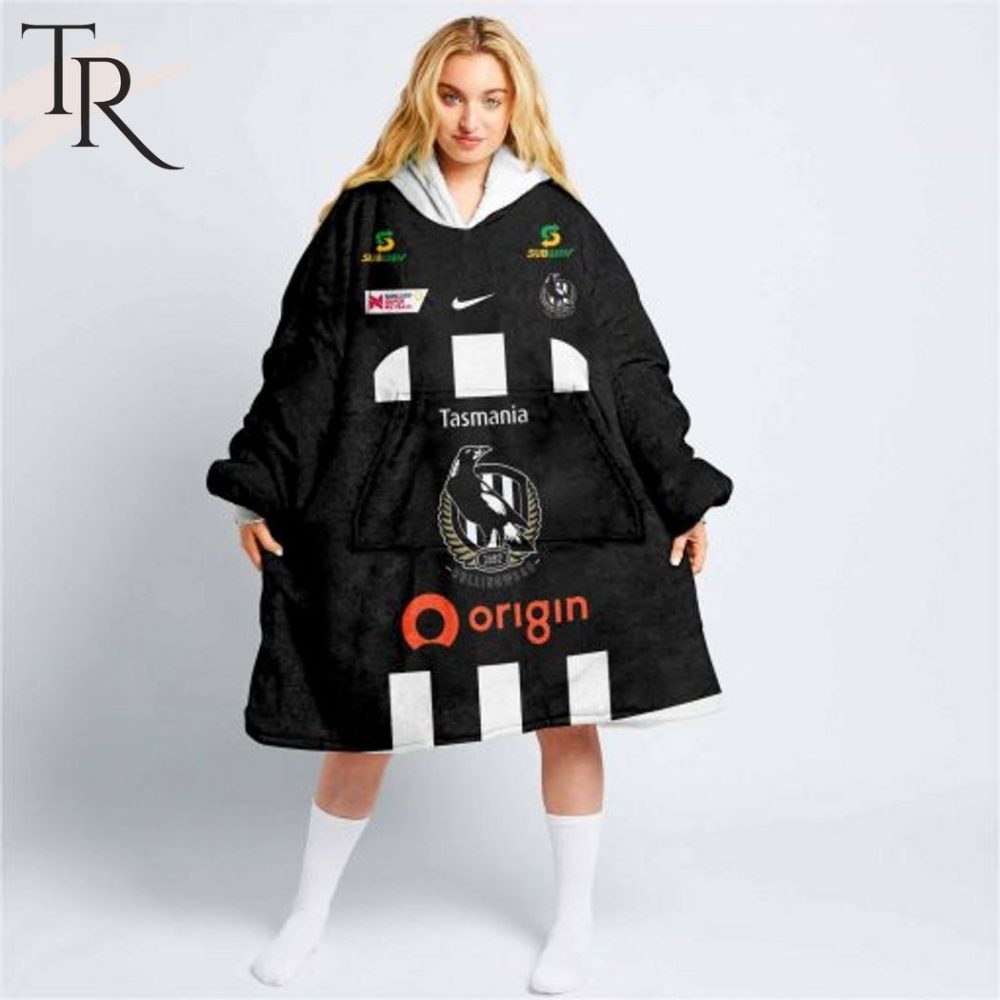 Personalized Netball Au Collingwood Magpies Oodie, Flanket, Blanket Hoodie, Snuggie - Image 6