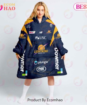 Personalized Netball Sunshine Coast Lightning Oodie, Flanket, Blanket Hoodie, Snuggie