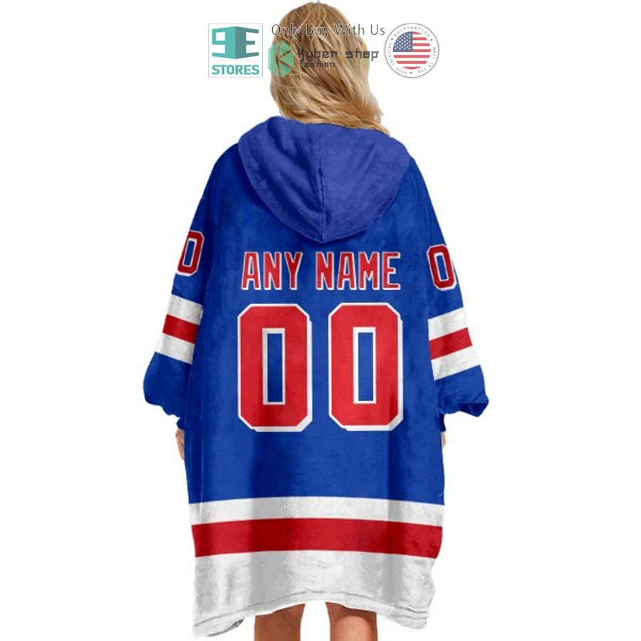 Best Personalized New York Rangers Blue Red Hooded Blanet Hoodie - Image 6