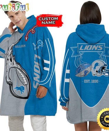 Personalized Nfl Detroit Lions Blanket Hoodie Unisex Hoodie For Football Fans